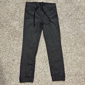 Kendall + Kylie The Jogger Pants Women M Black Coated Skinny Joggers Stretch